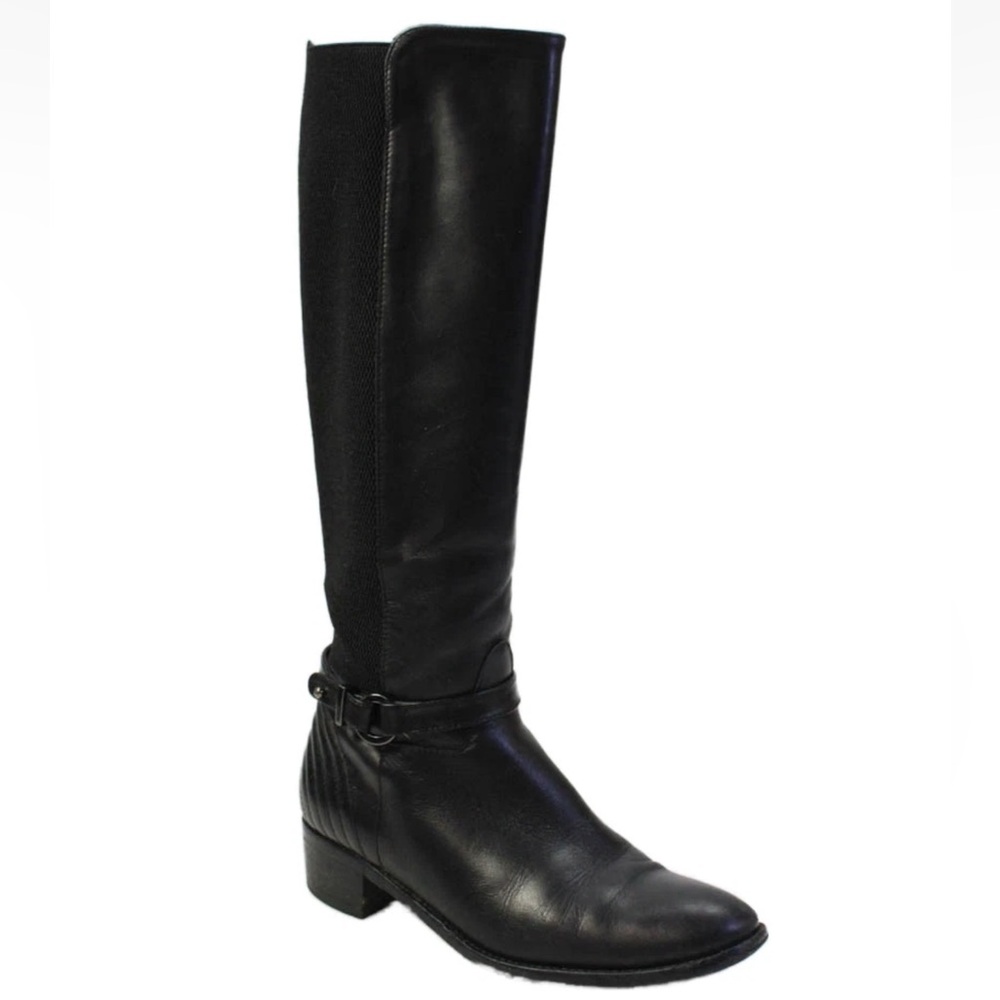 Aquatalia ORSO Italian stretch Black Leather Knee-High Boots